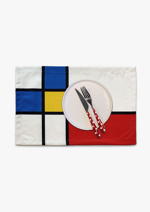 Cotton placemat with design inspired by the work of Piet Mondrian